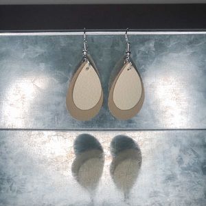 1.5” Tear Drop Faux Leather Earrings